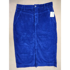 🚨 Free People Rosemary Pencil Skirt 30 x 27 Blue Corduroy NWT $98